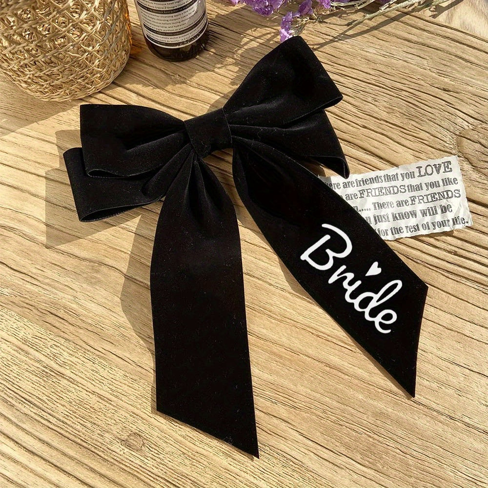 Custom Velvet Bridal Bow Headpiece with Rhinestone Accents