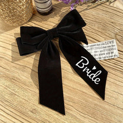 Custom Velvet Bridal Bow Headpiece with Rhinestone Accents