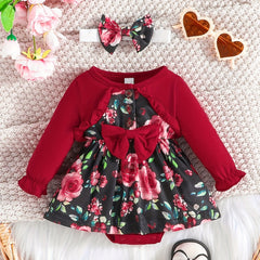 Baby Girls Floral Long Sleeve Romper Dress