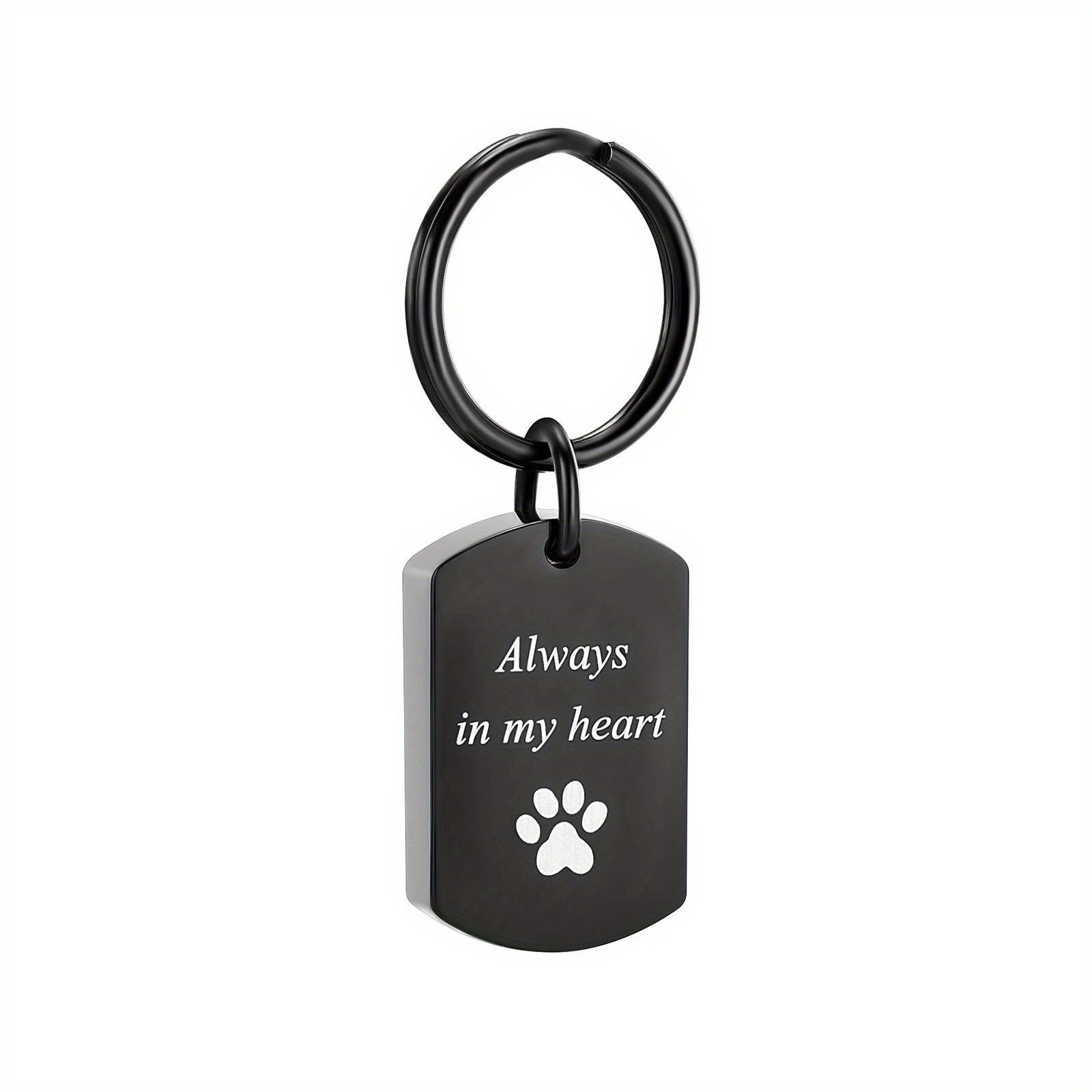 Always In My Heart Cremation Key Chain-Dog Paw Print Ash Urn