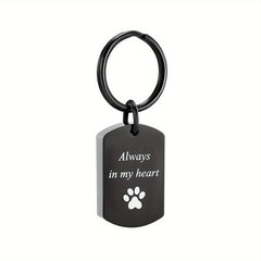 Always In My Heart Cremation Key Chain-Dog Paw Print Ash Urn