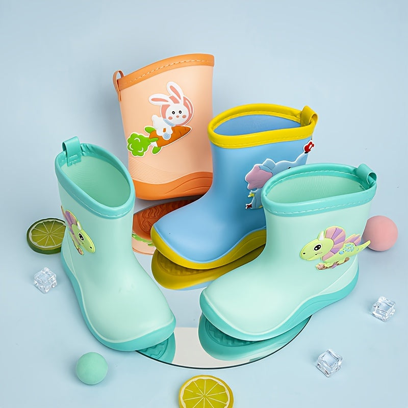 Baby Girls Cartoon Slip On Rain Boots Waterproof Non Slip Outdoor Travel