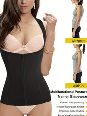Zipper Shaping Tank Top Posture Corrector Waist Trainer Slimmer