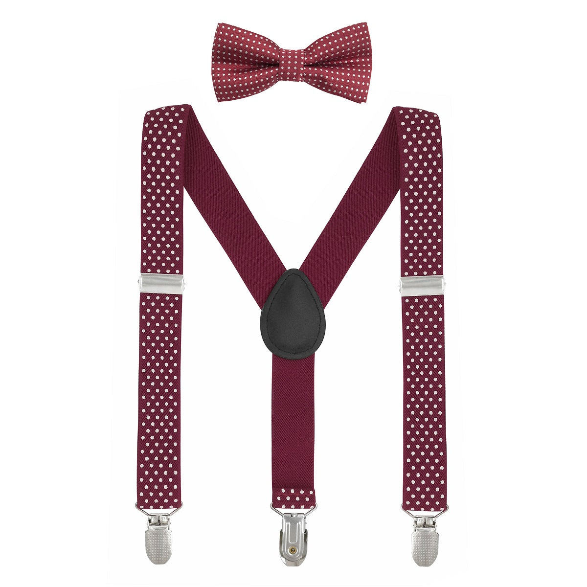 Boys Polka Dots Print Suspenders With Bow