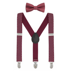 Boys Polka Dots Print Suspenders With Bow