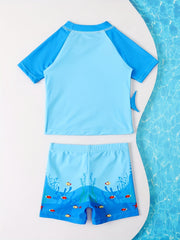 2-Piece Cartoon Print Swimsuit Set for Baby Boys