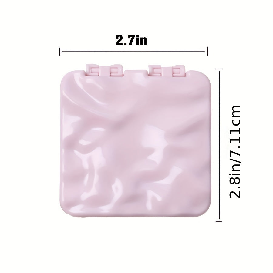 Pink Makeup Vanity Mirror Double Side Folding Portable Cosmetic Touch up Mirror