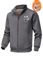 Men's Sherpa Fleece Zip Up Jacket with Smile Face Print