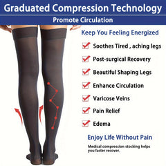 1pair Thigh High Compression Stockings Unisex 15-20mmHg Leg Support Hose