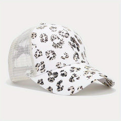 Leopard Ponytail Hole Adjustable Baseball Cap Hip Hop Hat