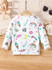 Sweet Unicorn Pattern Sweatshirt for Girls Long Sleeve Top Pullovers for Kids