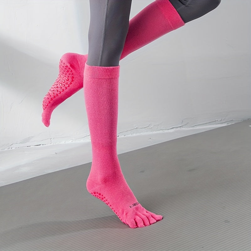 Non-slip Over Calf Yoga Socks with Grips for Pilates Barre Ballet