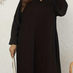 Solid Long Sleeve Round Neck Tee Dress