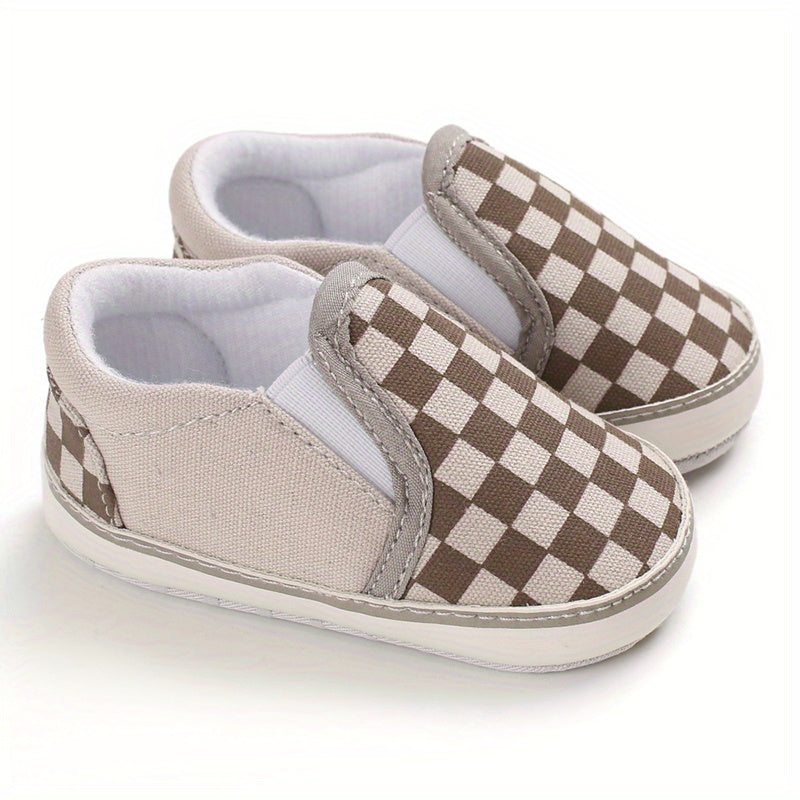 Baby Boys Plaid Slip On Sneakers Toddler Dress Shoes