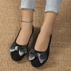 Women's Bowknot Flat Shoes Slip On Soft Sole Shoes Dress Ballet Flats