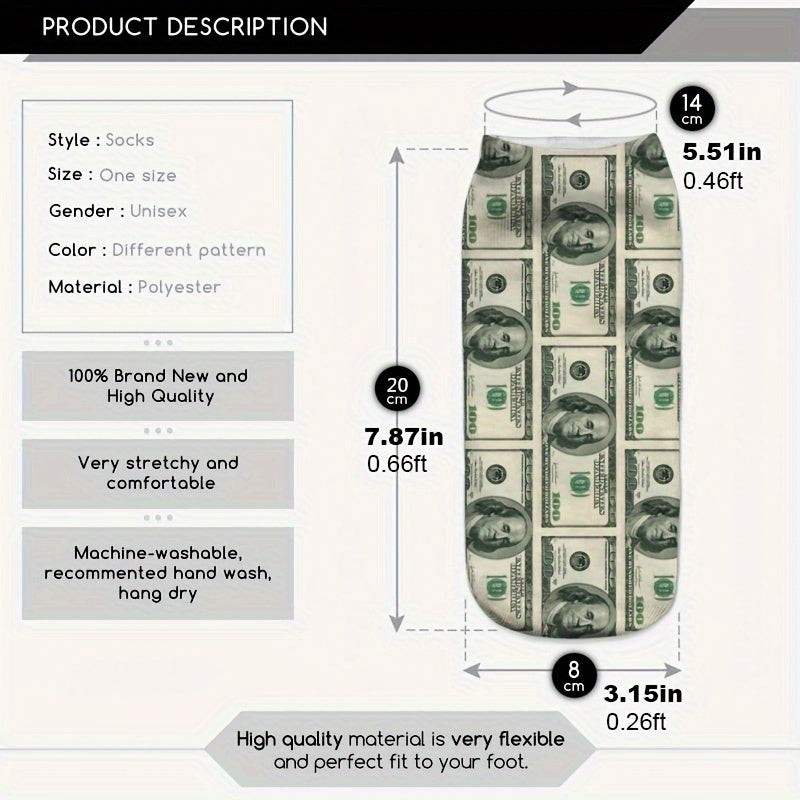 3D Dollar Printed Socks for Men and Women - Novelty Gift
