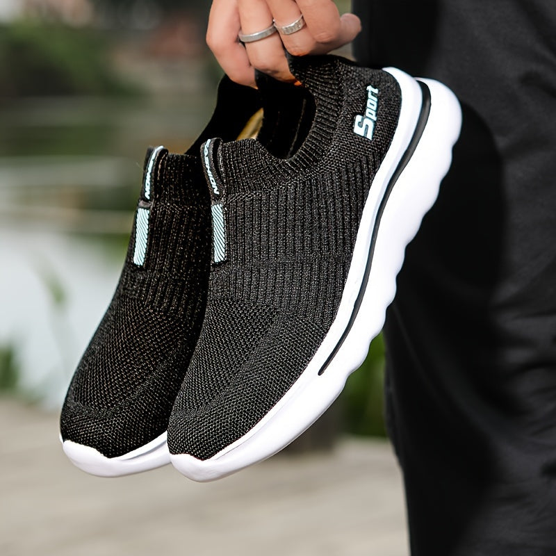Thick Sole Breathable Running Shoes Comfortable Sneakers Slip On Woven Shoes