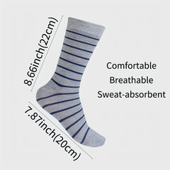 Men's Striped Crew Socks Antibacterial Breathable Comfortable Socks