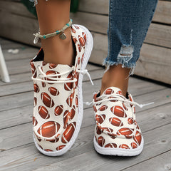 Women's Rugby Pattern Flat Shoes Lightweight Soft Comfortable Sport Running Shoe