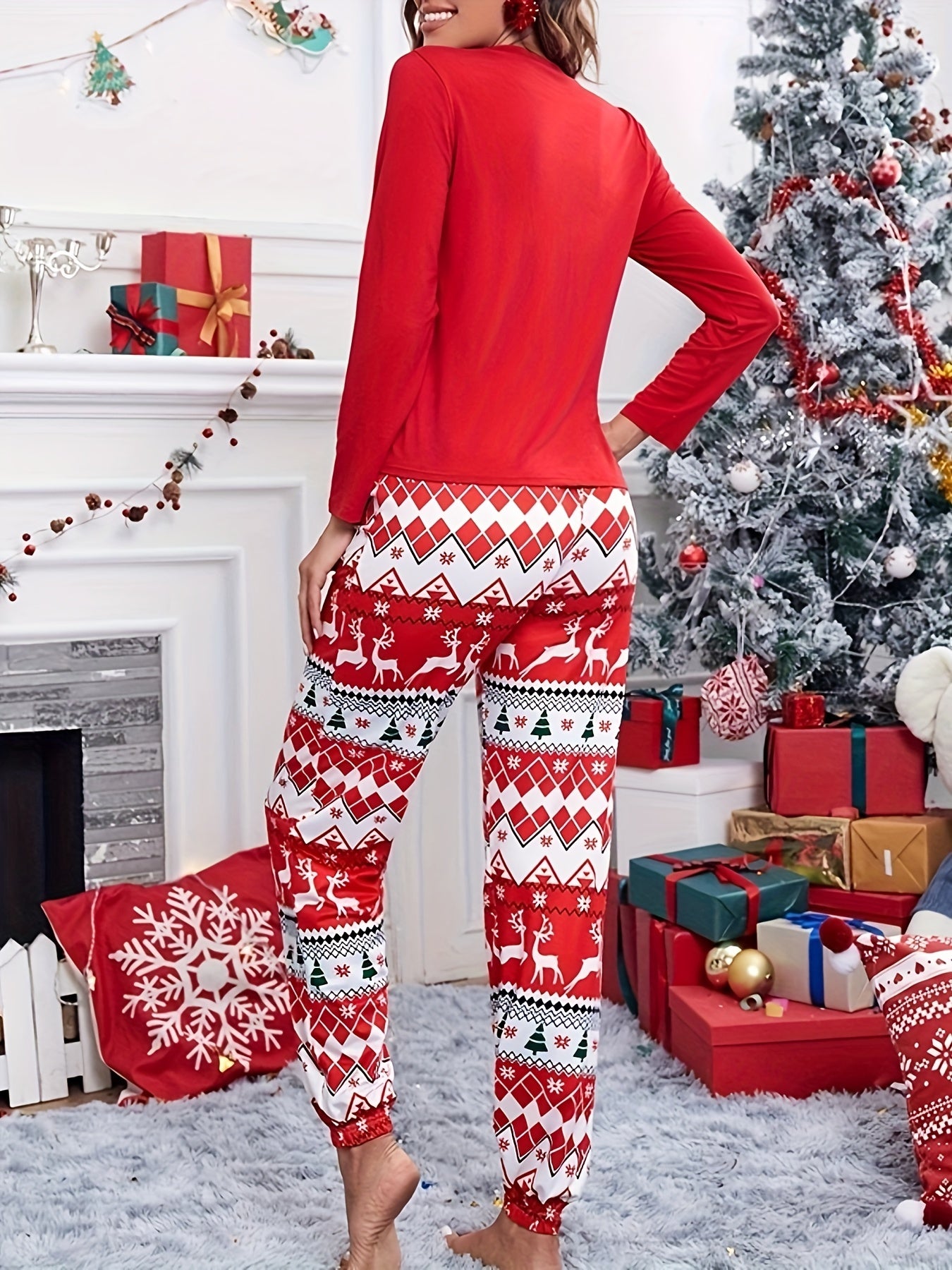Christmas Pattern Print Lounge Set Women's Loungewear & Sleepwear