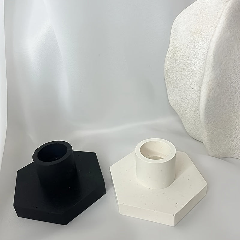 DIY Cement Hexagon Candle Holder Silicone Mold for Concrete Plaster Clay