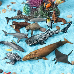 16pcs Mini Ocean Animal Figurines: Sharks, Whales & Manatee - Party Decoration