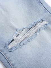 Women's Plus Ripped Fringe Trim Flare Leg Jeans
