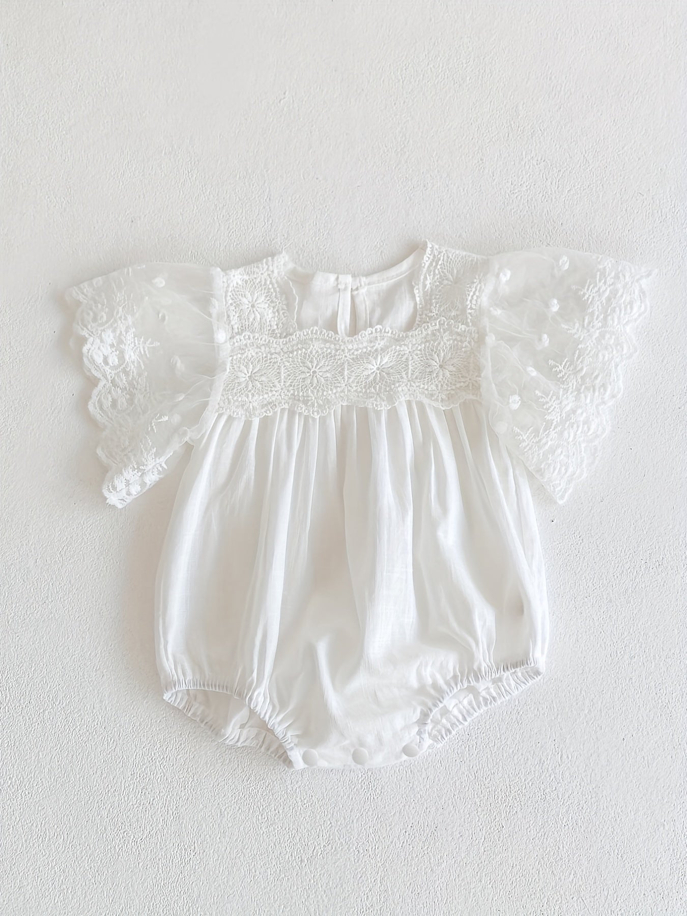 Baby Girls Lace Sleeve Cotton Onesie for Summer