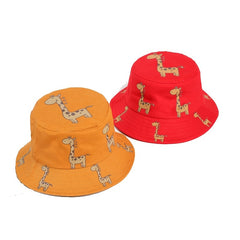 Kids Giraffe Print Bucket Hat Wide Brim Sunshade Cap
