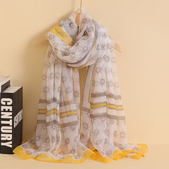 Floral Print Chiffon Scarf Neckerchief Head Wrap Thin Scarf
