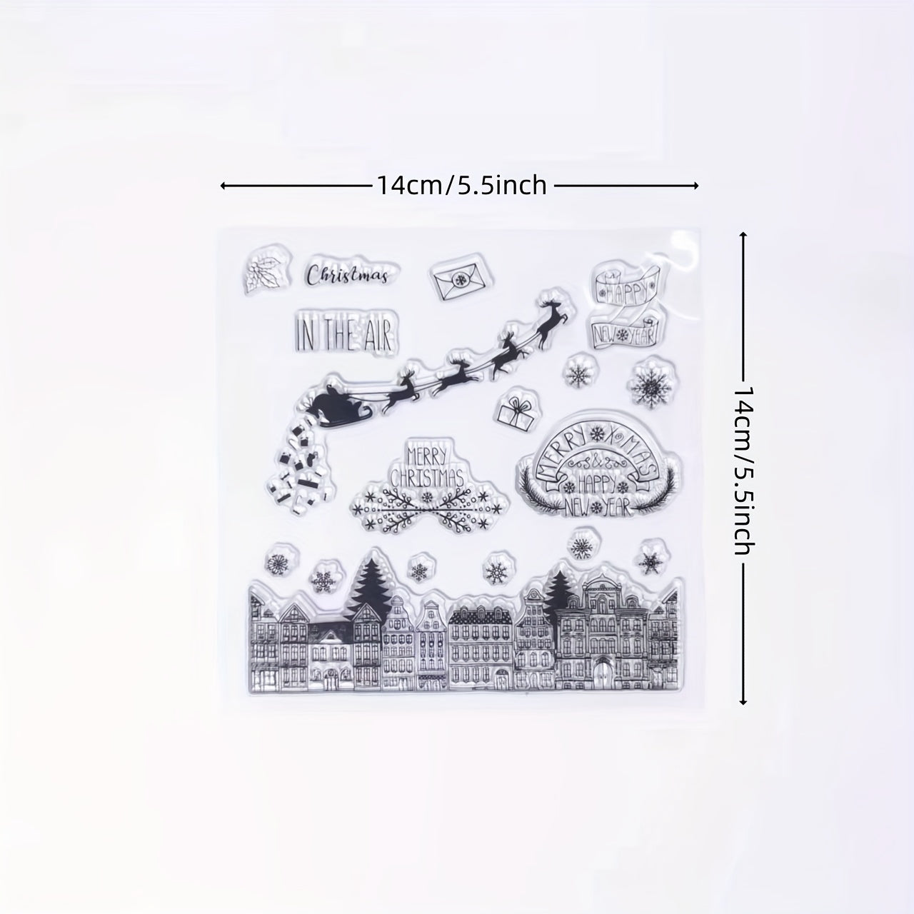 Christmas Santa Claus Snowflake House Transparent Stamp
