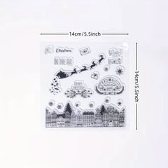 Christmas Santa Claus Snowflake House Transparent Stamp