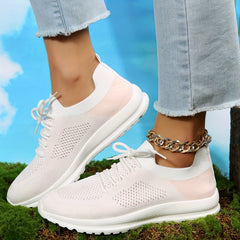 Women's Breathable Knit Sneakers Lightweight Lace Up Shoes