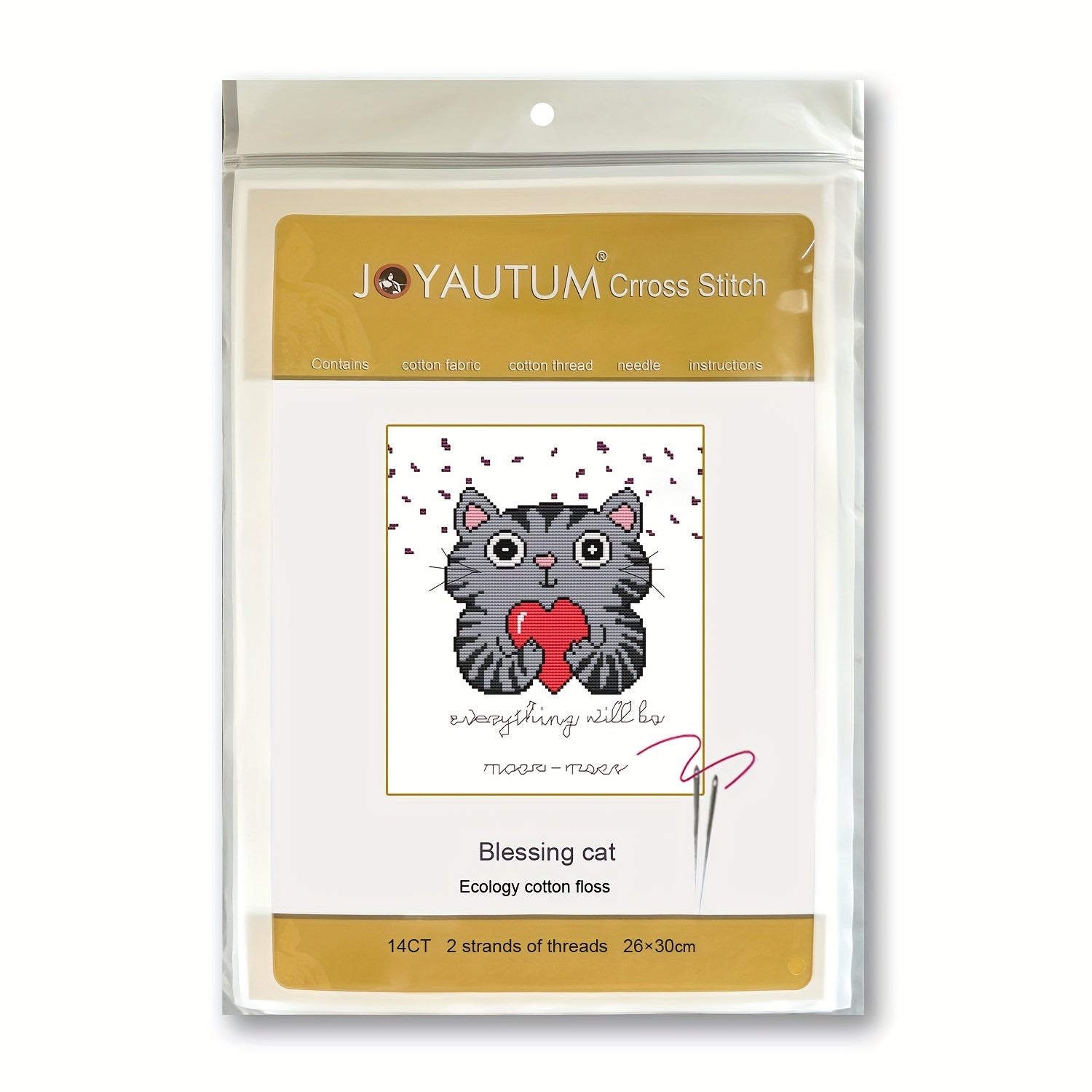Cartoon Cat Lucky Cat Cross Stitch Kit for Beginners DIY Handwork
