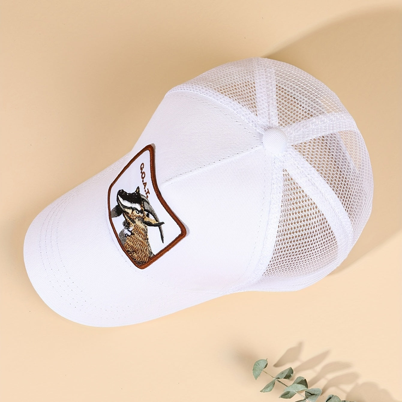 Goat Patch Embroidery Baseball Cap Mesh Trucker Hat Adjustable Unisex Sunscreen
