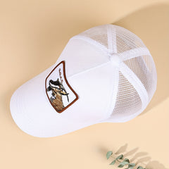 Goat Patch Embroidery Baseball Cap Mesh Trucker Hat Adjustable Unisex Sunscreen
