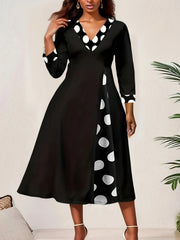 Colorblock Dot Print Maxi Dress