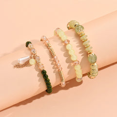 Bohemian Beaded Bracelet Kit Multilayer Stretch Bangle Hand Jewelry 4 Pcs
