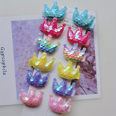 12pcs Crown Star Decoration Hair Clips Sequin Hairpin