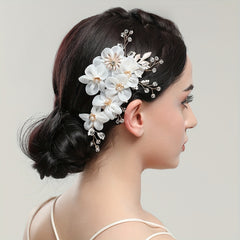 Bridal Hair Jewelry Hairpin Set Ceramic Flowers High Bridal Hair Jewelry