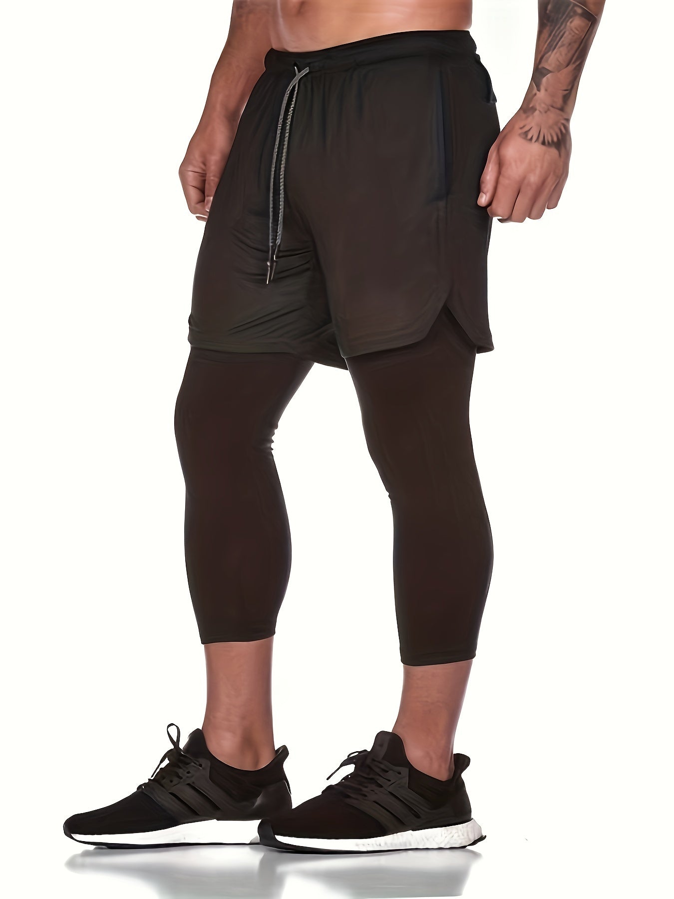 Men's 2-In-1 Running Shorts Quick Dry Athletic Shorts with Liner Leggings