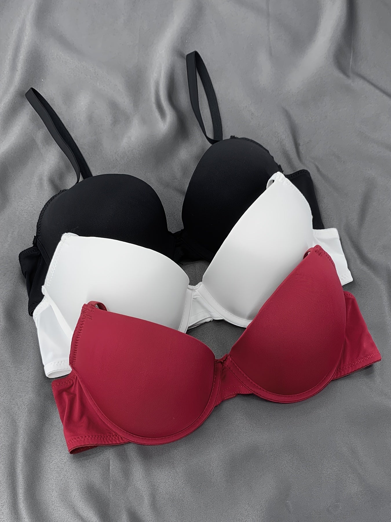 3 Pack Push Up Stretch Everyday Bra Comfy T shirt Intimates Bra