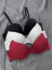 3 Pack Push Up Stretch Everyday Bra Comfy T shirt Intimates Bra