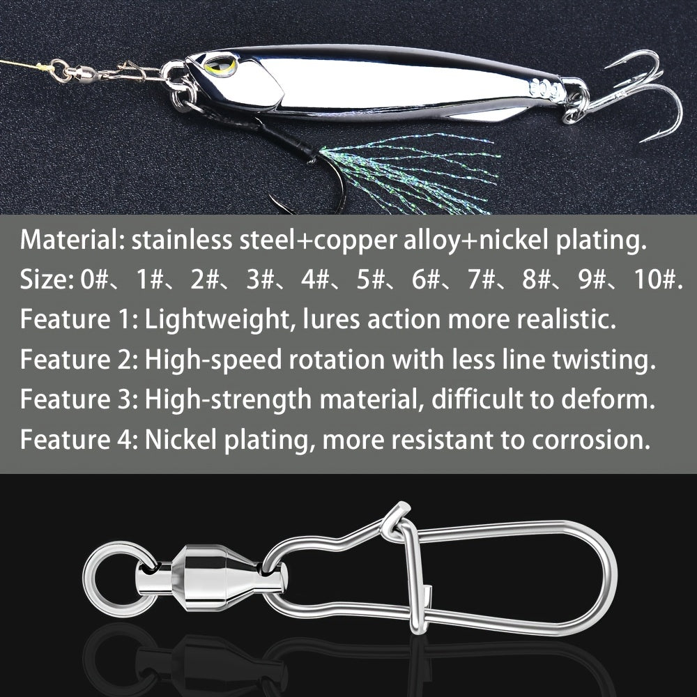 ROBEROS 10pcs 0 10 4 54KG Heavy Duty Fishing Connector Stainless Steel Swivels