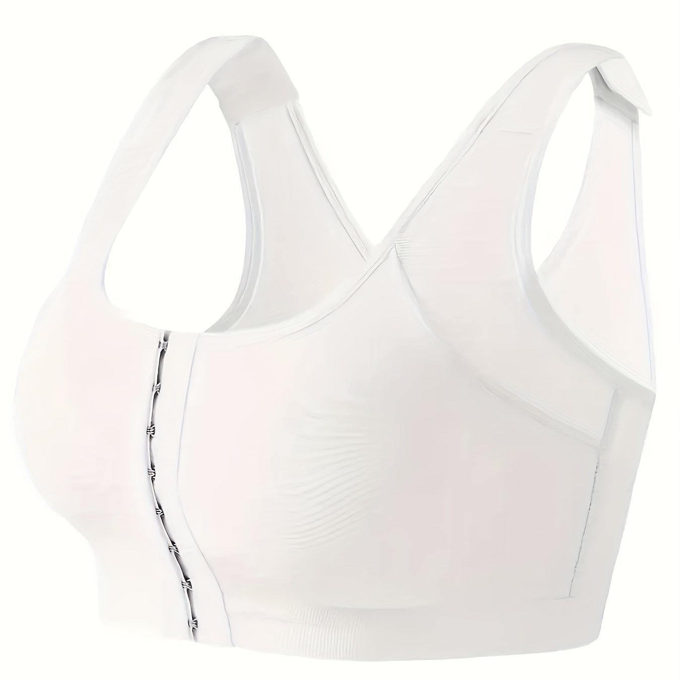 Plus Size Sports Bra Women's Plus Solid Closure Front Wireless Fitness Bra