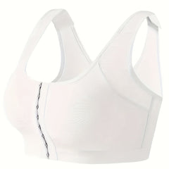 Plus Size Sports Bra Women's Plus Solid Closure Front Wireless Fitness Bra