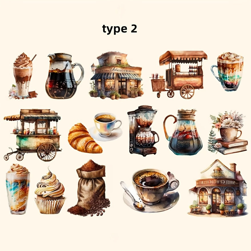 Coffee Series Scrapbooking Stickers Hand Account Sticker Junk Journal Supplies