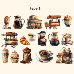 Coffee Series Scrapbooking Stickers Hand Account Sticker Junk Journal Supplies