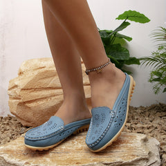 Women's Hollow Out Mules Flat Backless Loafers Slip On Shoes
