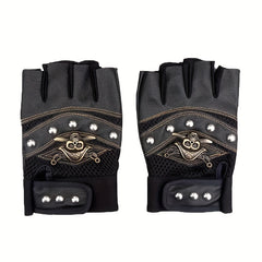 Leather Pirate Gloves Half Finger Cycling Sports Gloves